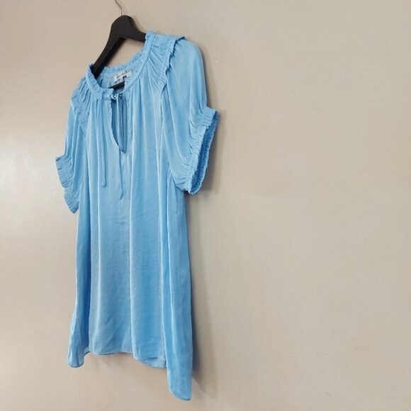 Naked Zebra baby blue blouse with front tie detail and ruffle on the neckline - Picture 3 of 6